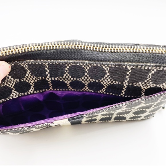 Kate Spade Classic Noel Neda Black Cream Canvas Zip Around Wallet - Picture 10 of 14